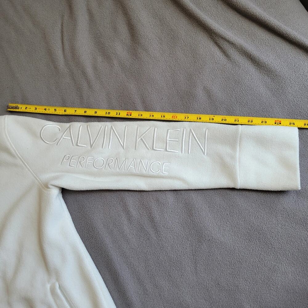 CALVIN KLEIN PERFORMANCE Fleece Jacket Womens Large White Embroidered Zip Hoodie - Picture 9 of 15